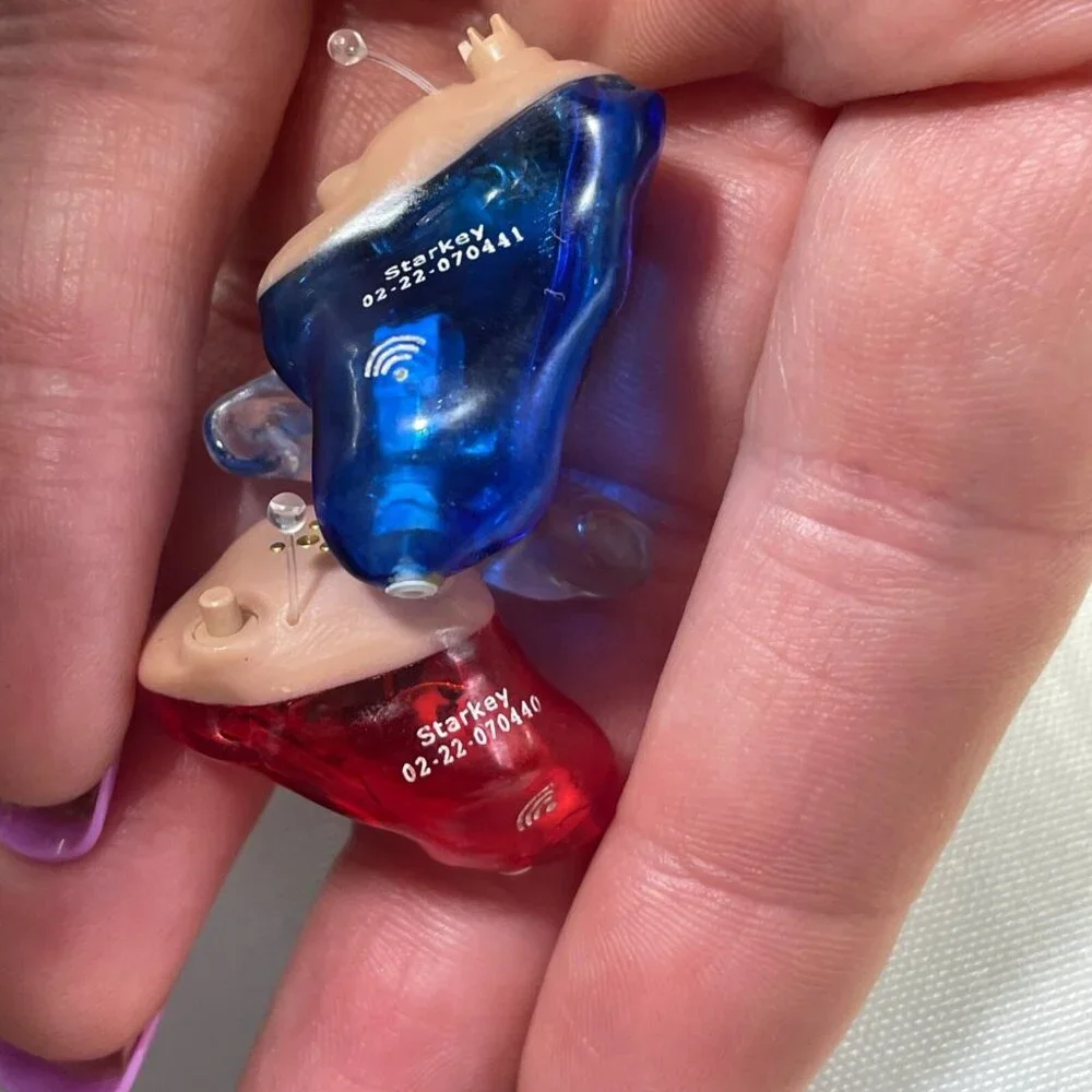 Starkey Red & Blue Custom Hearing Aids Charging Case & Cleaning Tool PARTS ONLY